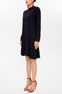 Black High collar mini dress 93035