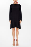 Black High collar mini dress 93035