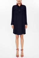 Navy Blue High collar mini dress 93036