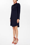 Navy Blue High collar mini dress 93036