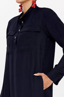 Navy Blue High collar mini dress 93036