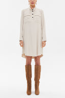 Beige High collar mini dress 93036