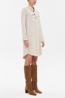 Beige High collar mini dress 93036