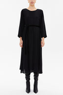 Black Shoulder binding midi dress 93039