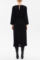 Black Shoulder binding midi dress 93039