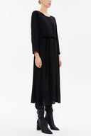 Black Shoulder binding midi dress 93039