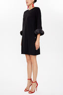 Black Accessory detail sleeve mini dress 93051