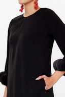 Black Accessory detail sleeve mini dress 93051