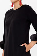 Black Accessory detail sleeve mini dress 93051