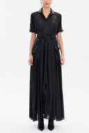 Black Pocket and elastic detail maxi dress 93065