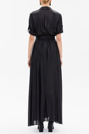 Black Pocket and elastic detail maxi dress 93065