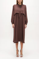 Brown Front Pleated midi dress 93069