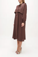 Brown Front Pleated midi dress 93069