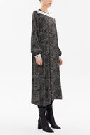 Black Neck detail midi dress 93071