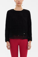 Black Chiffon and slit detail tüvit blouse 19808