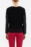 Black Chiffon and slit detail tüvit blouse 19808