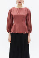 Cinnamon Balloon sleeve fitted waist blouse 19810