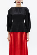 Black Balloon sleeve fitted waist blouse 19810