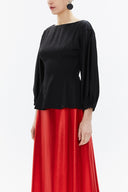 Black Balloon sleeve fitted waist blouse 19810