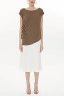 Brown Snap fastener detail  shabby chic blouse  19817