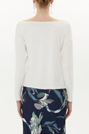 White Asymmetric snap fastener detail blouse 19818