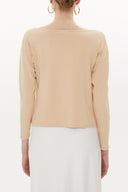 Camel Hair Asymmetric snap fastener detail blouse 19818