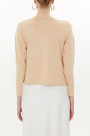 Beige Asymmetric snap fastener detail blouse 19818