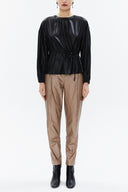 Black Off shoulder corded wide cut blouse 19819