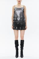 Silver Spaghetti straps godet blouse 19820