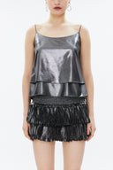 Silver Spaghetti straps godet blouse 19820