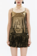 Gold Spaghetti straps godet blouse 19820