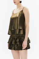 Gold Spaghetti straps godet blouse 19820