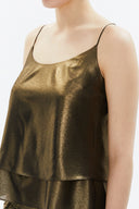 Gold Spaghetti straps godet blouse 19820