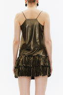 Gold Spaghetti straps godet blouse 19820