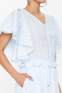 Ecru V-neck ruffled dress 93092