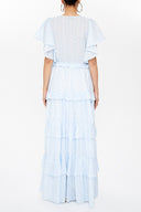 Ecru V-neck ruffled dress 93092