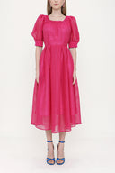 Pink Balloon sleeve belted dress 93096