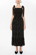 Khaki Elastic broad straps midi dress 93100