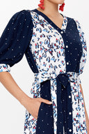 Blue Balloon sleeve maxi dress 93110