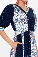 Blue Balloon sleeve maxi dress 93110
