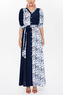 Blue Balloon sleeve maxi dress 93110