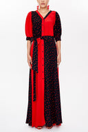 Red Balloon sleeve maxi dress 93110