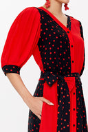 Red Balloon sleeve maxi dress 93110