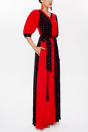 Red Balloon sleeve maxi dress 93110