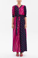 Fuchsia Balloon sleeve maxi dress 93110