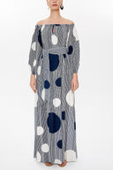 Striped Boat neck maxi dress 93111