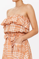 Beige Strapless waist tie dress 93116