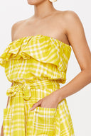 Acid Yellow Strapless waist tie dress 93116