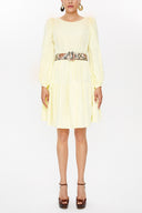 Yellow Balloon sleeve dress 93126