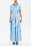 Blue Pleated detail maxi dress 93131